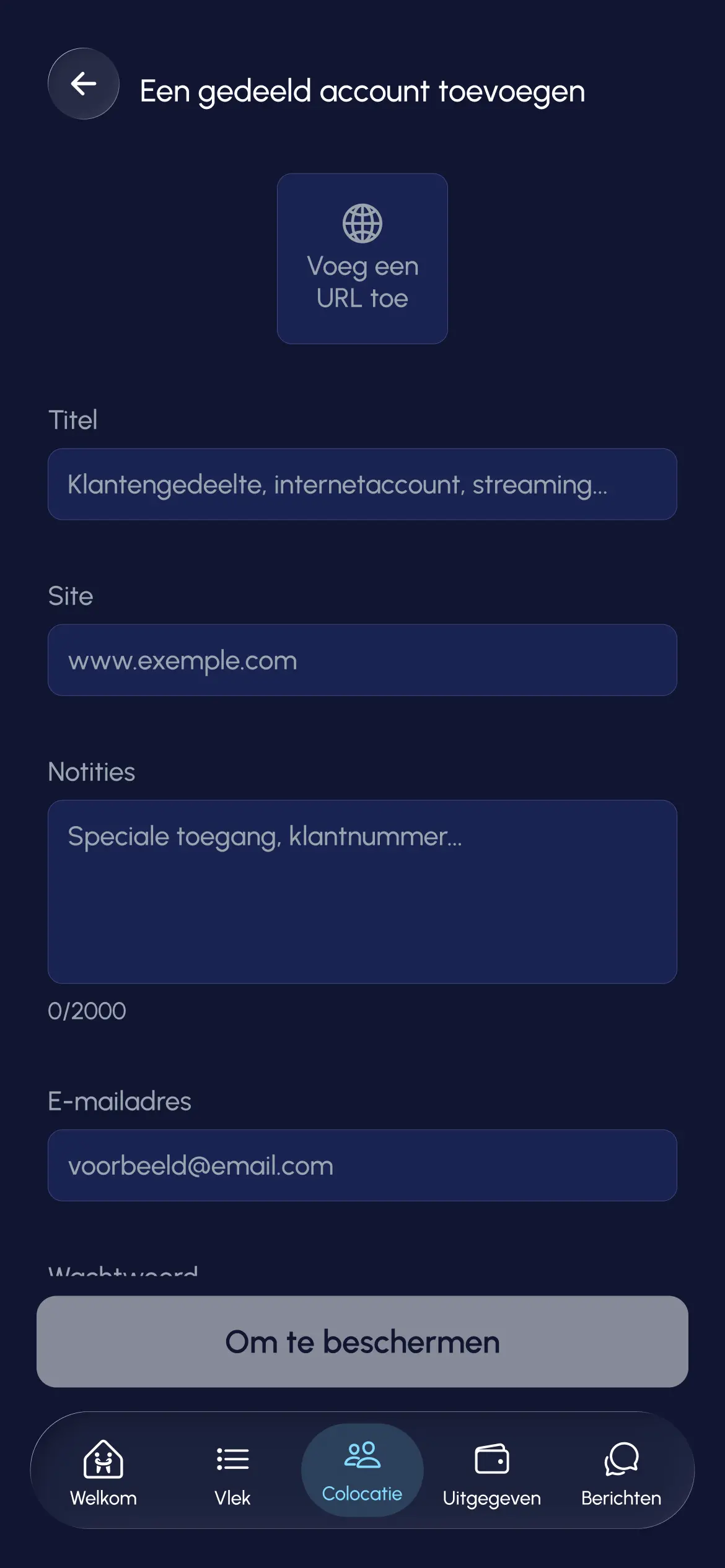 Registerkarte Geteilte Konten