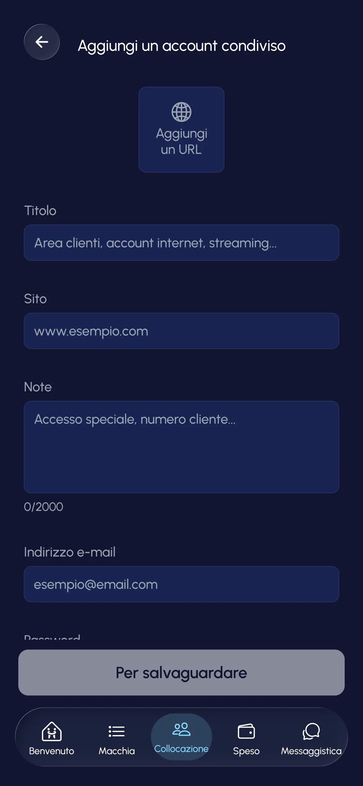 Scheda Account condivisi