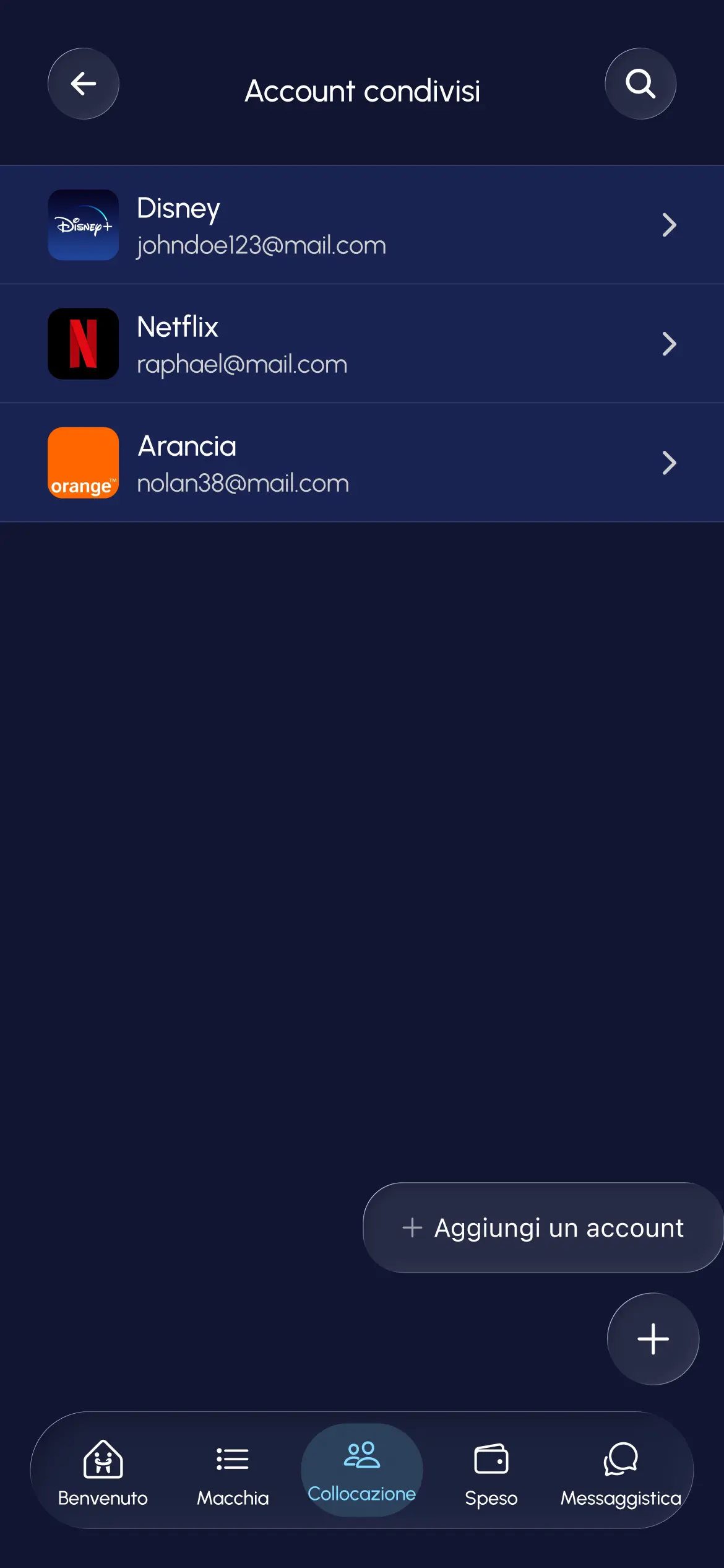 Scheda Account condivisi