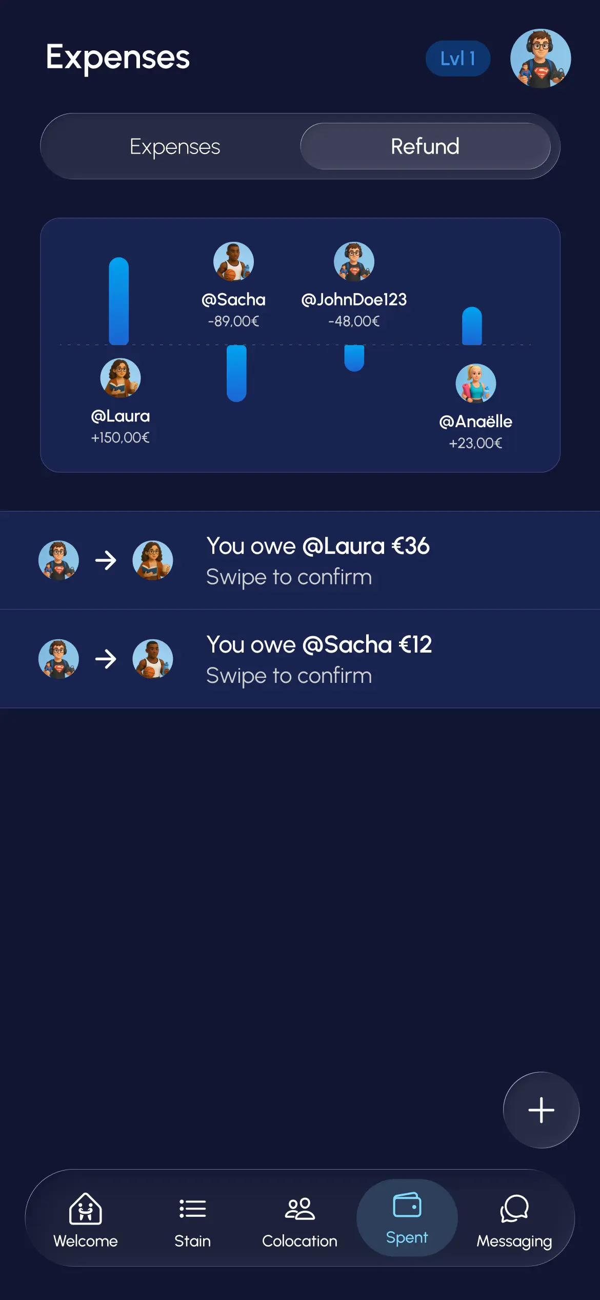 Expenses tab