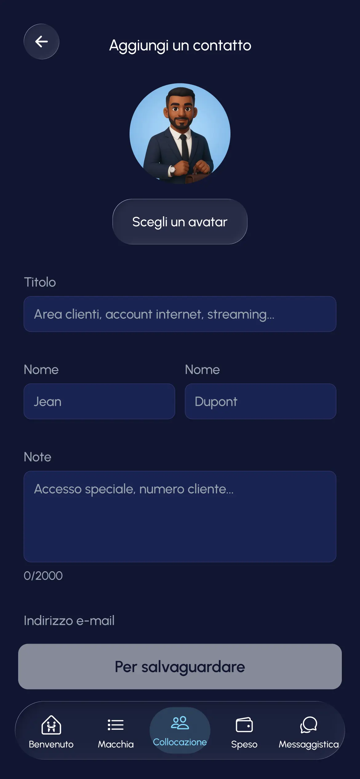 Scheda Contatti