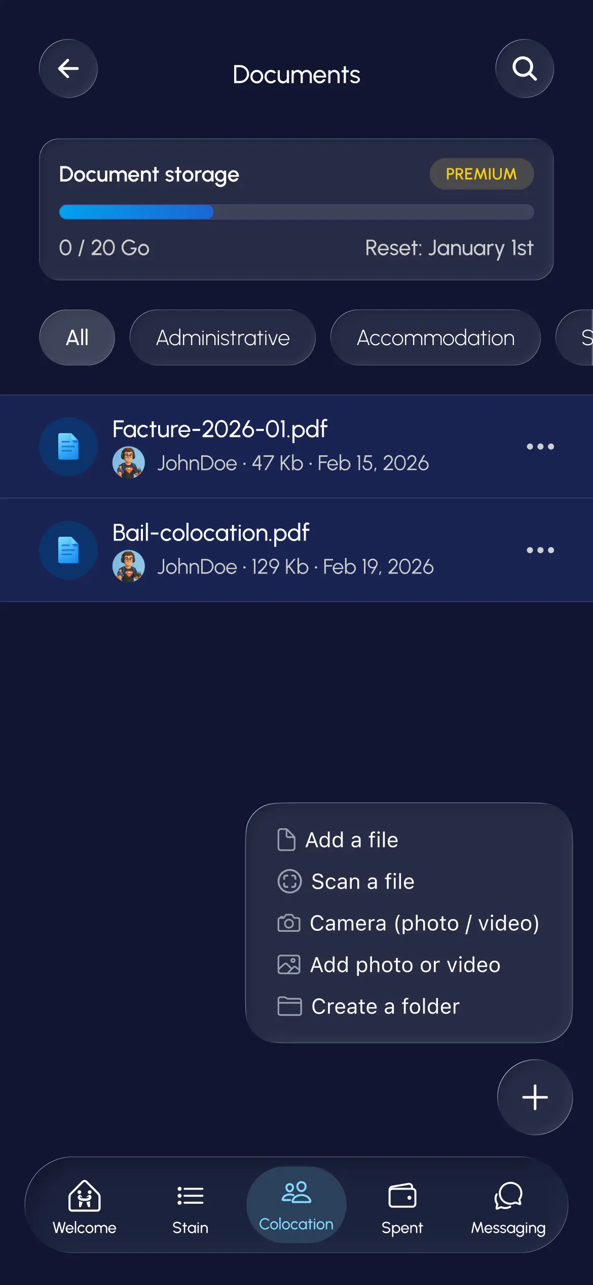 Documents tab