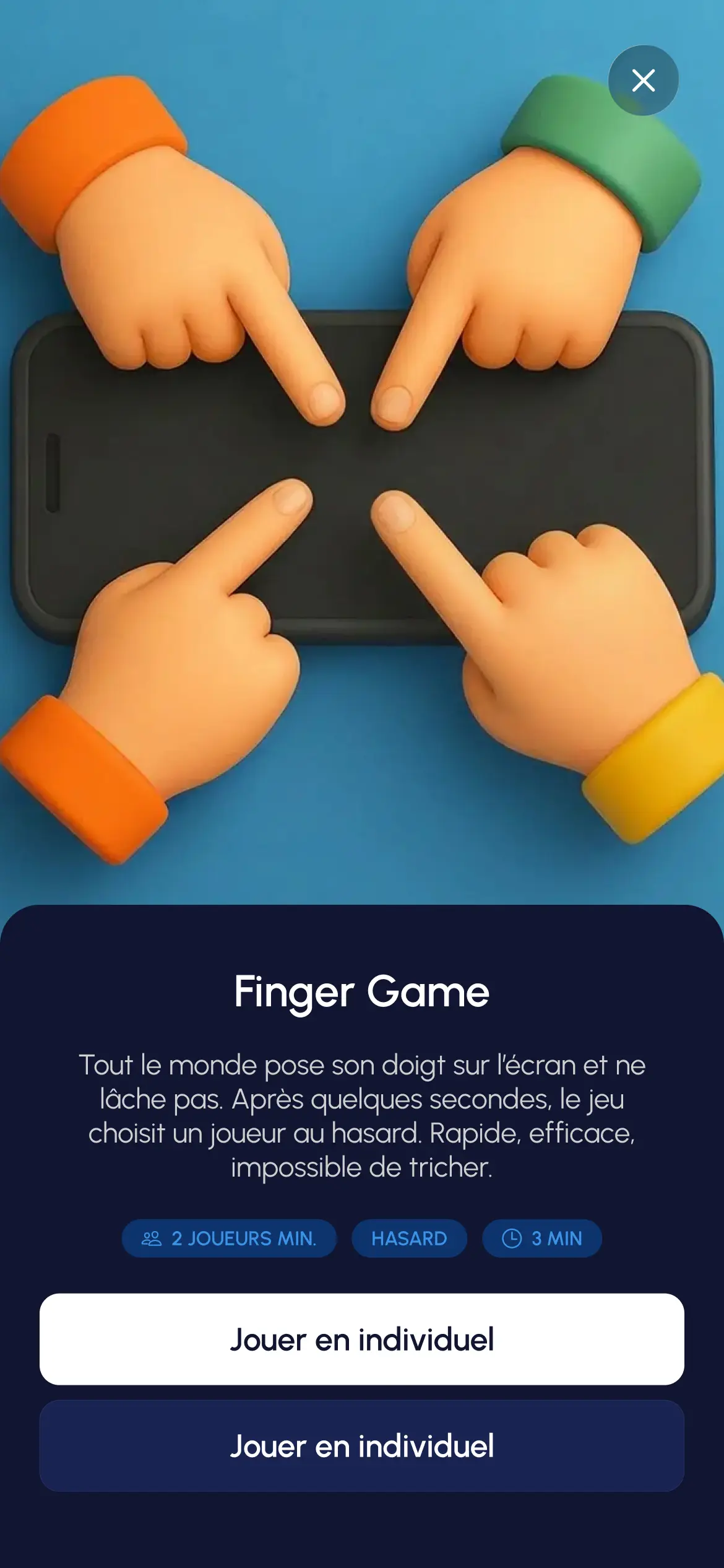Onglet jeu finger