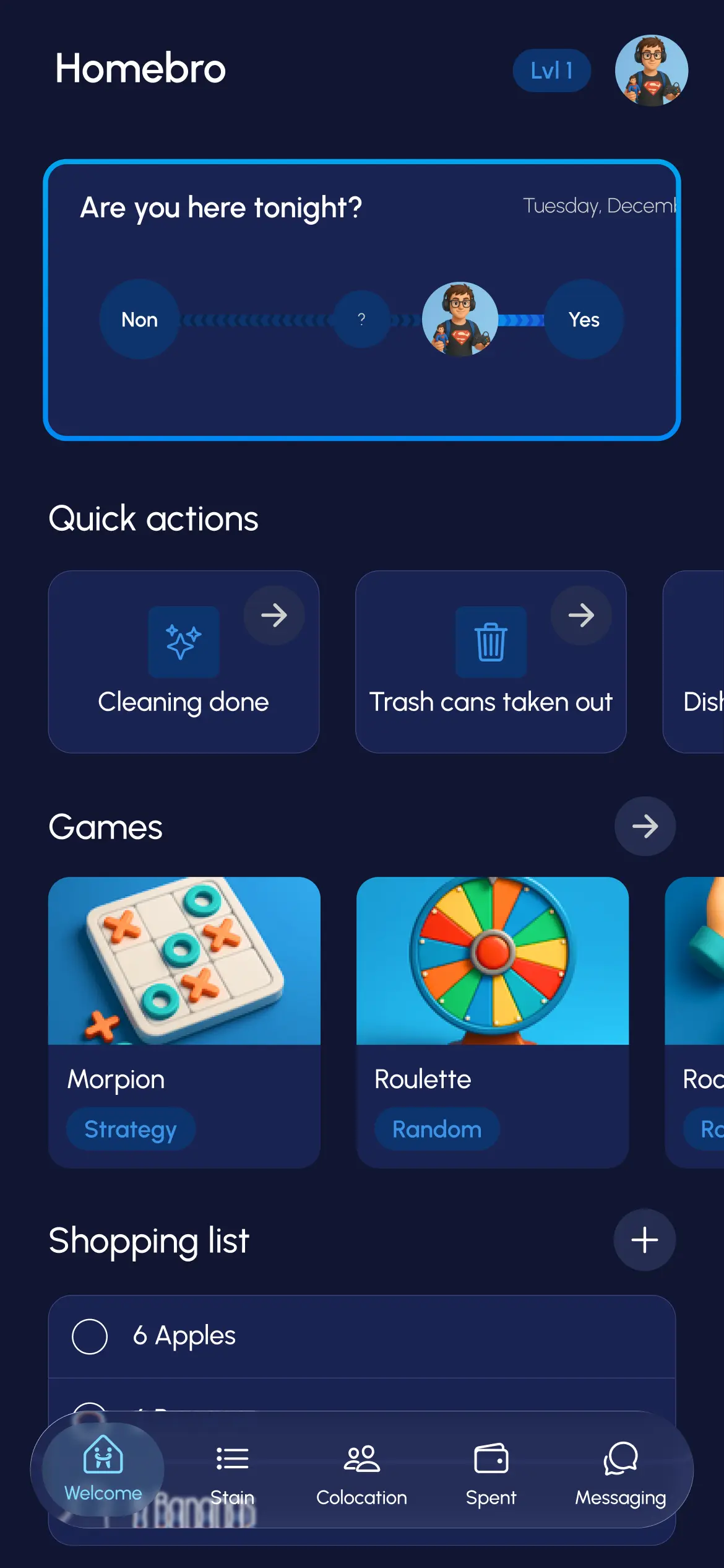 Home tab