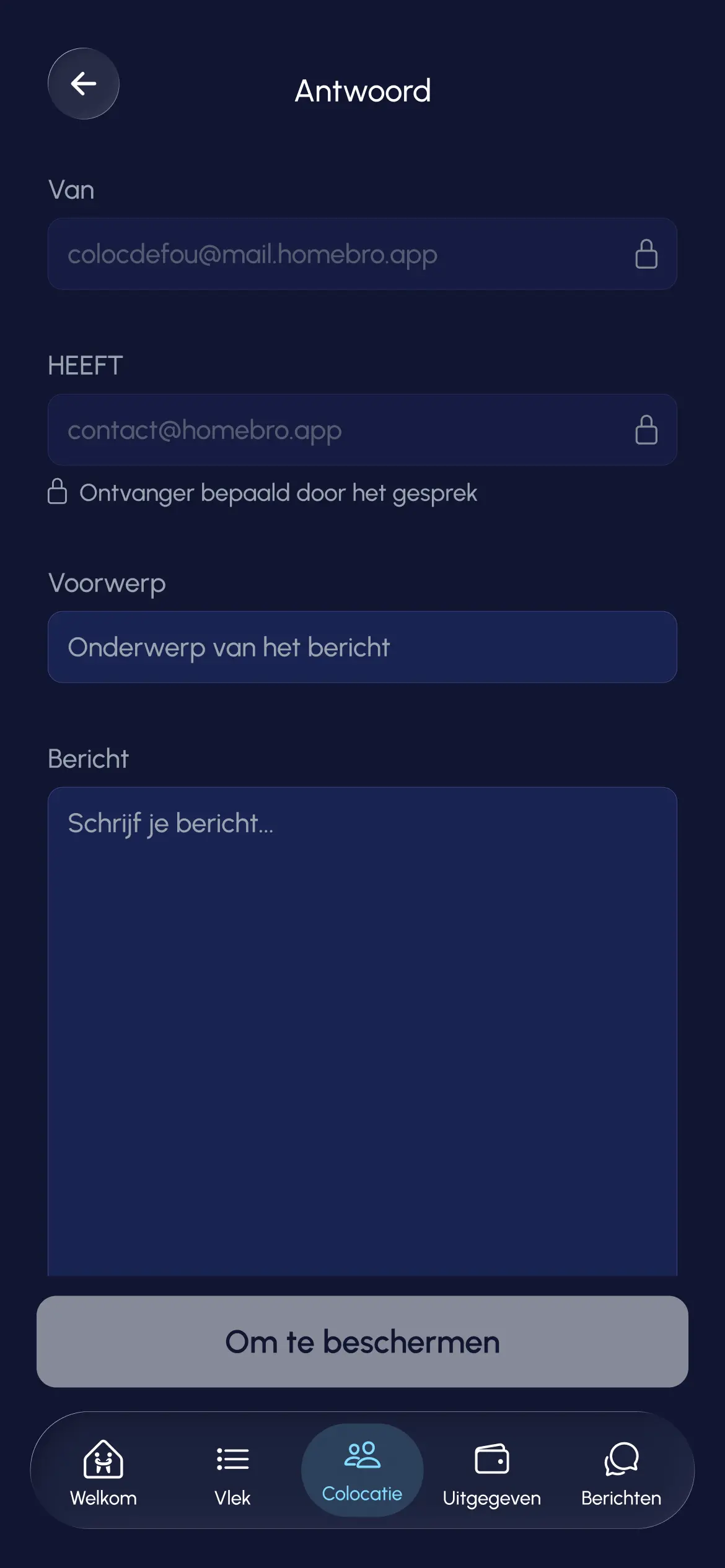 Registerkarte Postfach