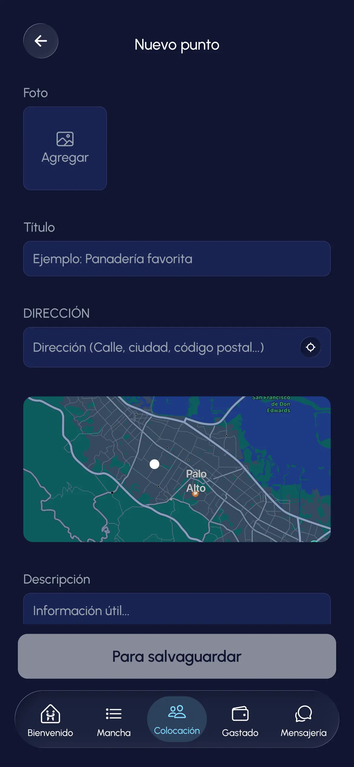 Pestaña de mapa