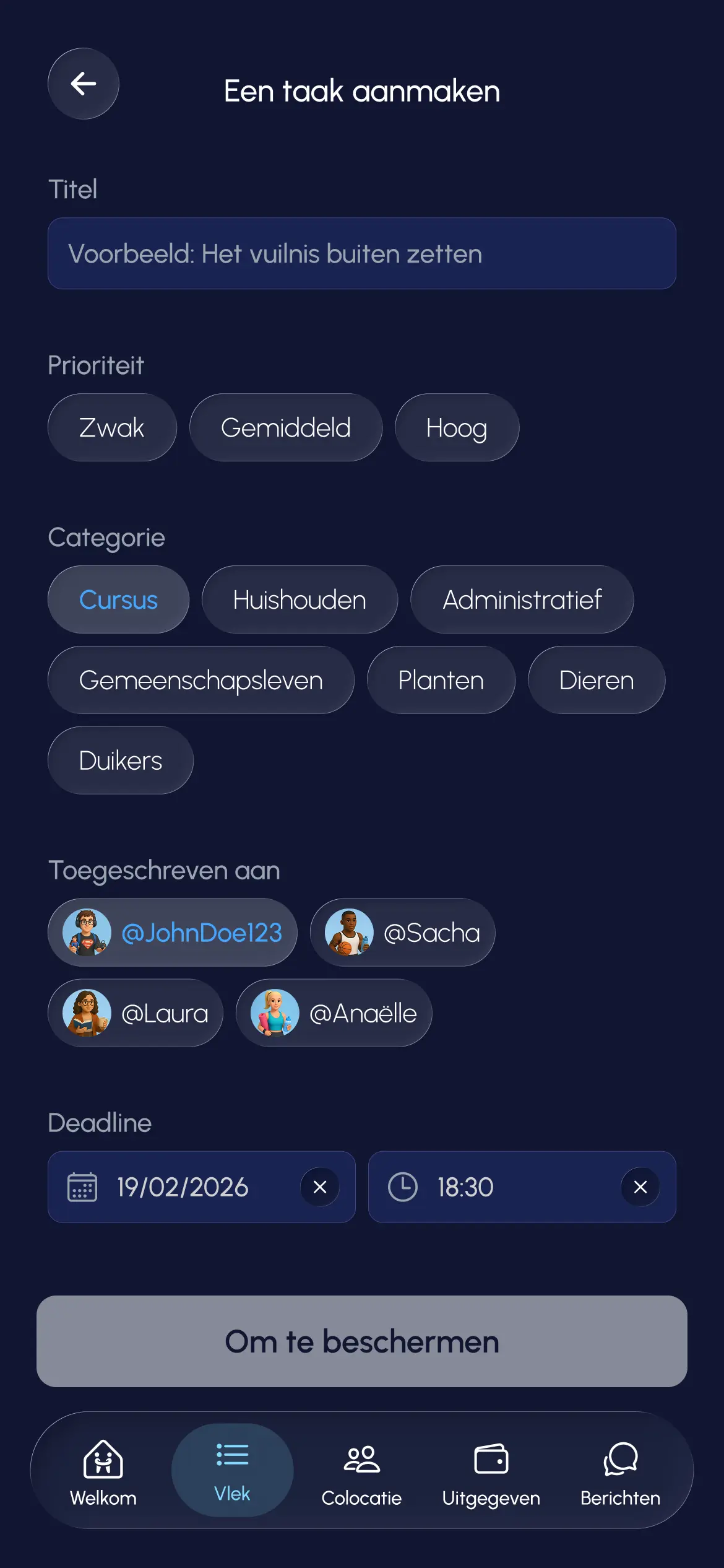 Registerkarte Aufgaben