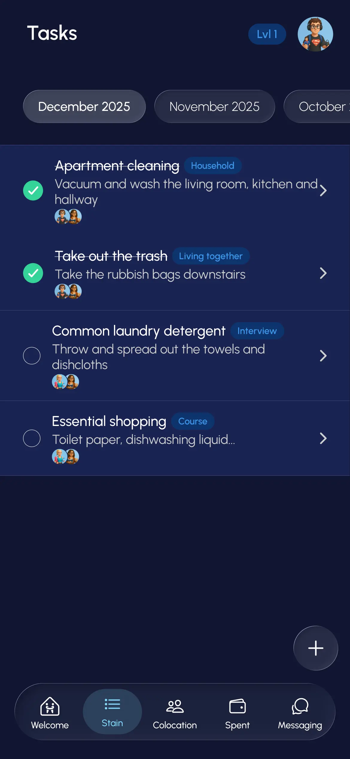Tasks tab