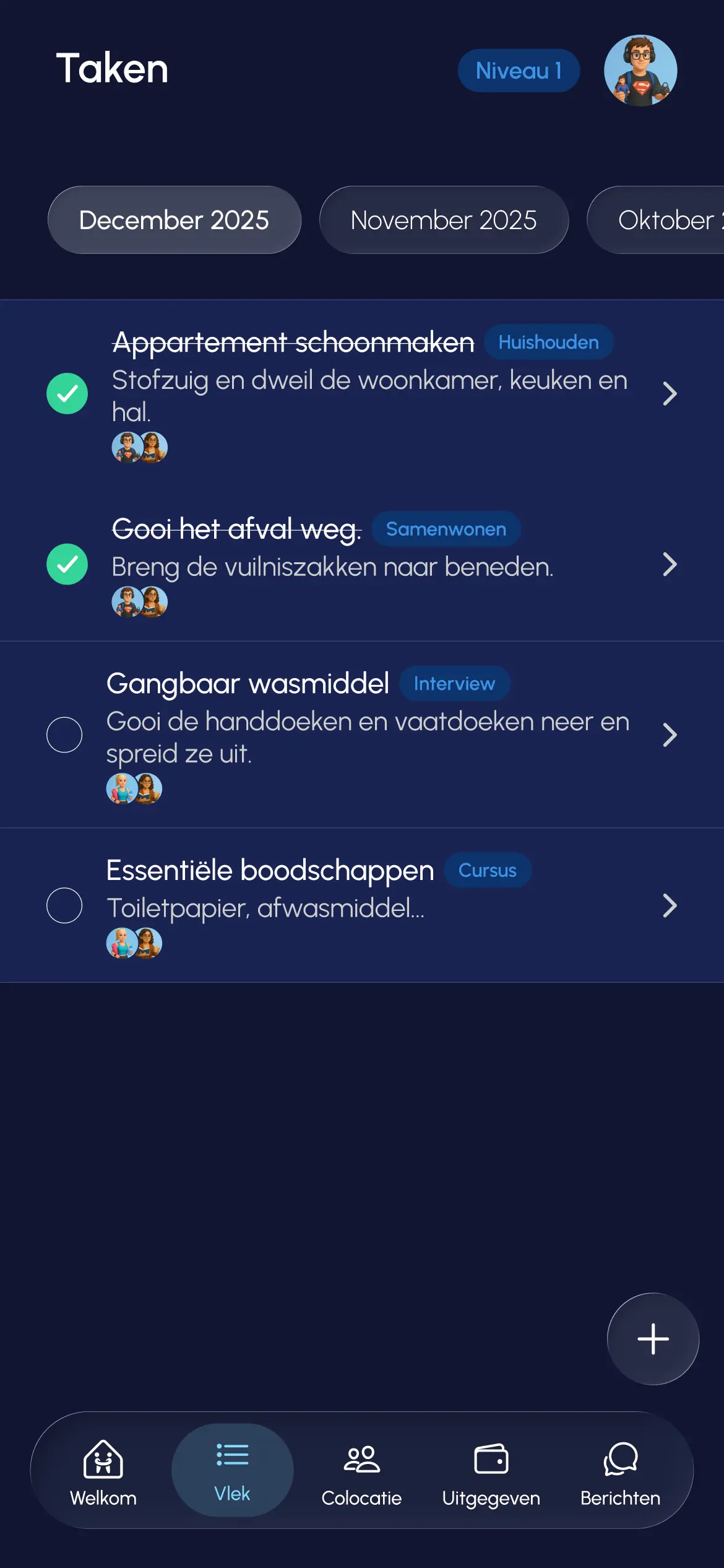 Aufgaben-Seite – Homebro App