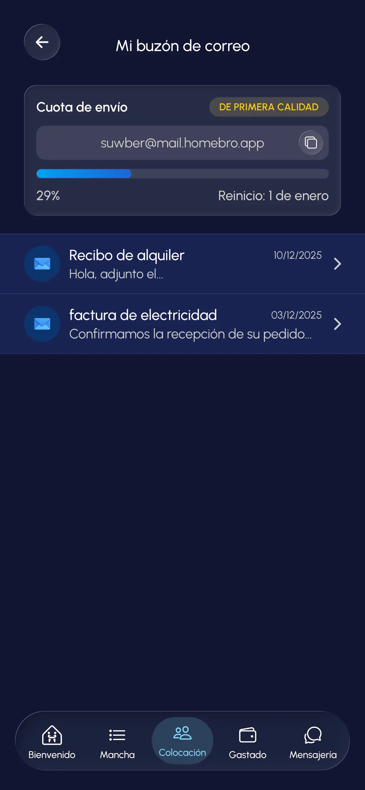 Página de casa - App Homebro