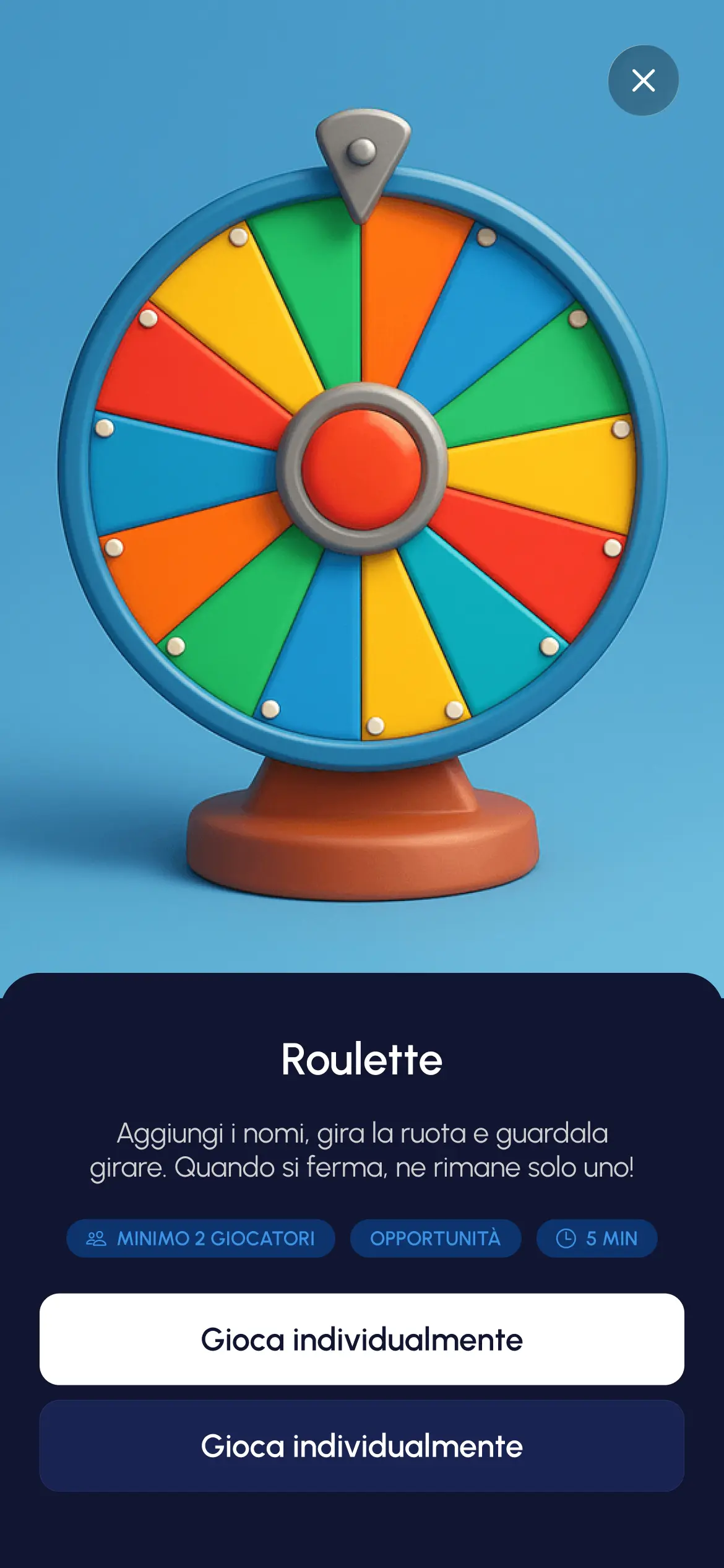 Pagina gioco Roulette - App Homebro